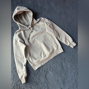 Jacquemus Embroidered Hooded Sweatshirt in Taupe, Size XS